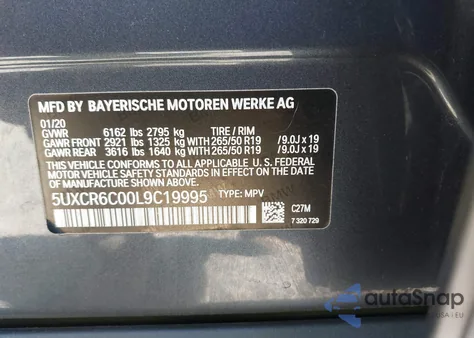 2020 BMW X5 xDrive40I z USA, uszkodzony, nr VIN 5UXCR6C00L9C19995